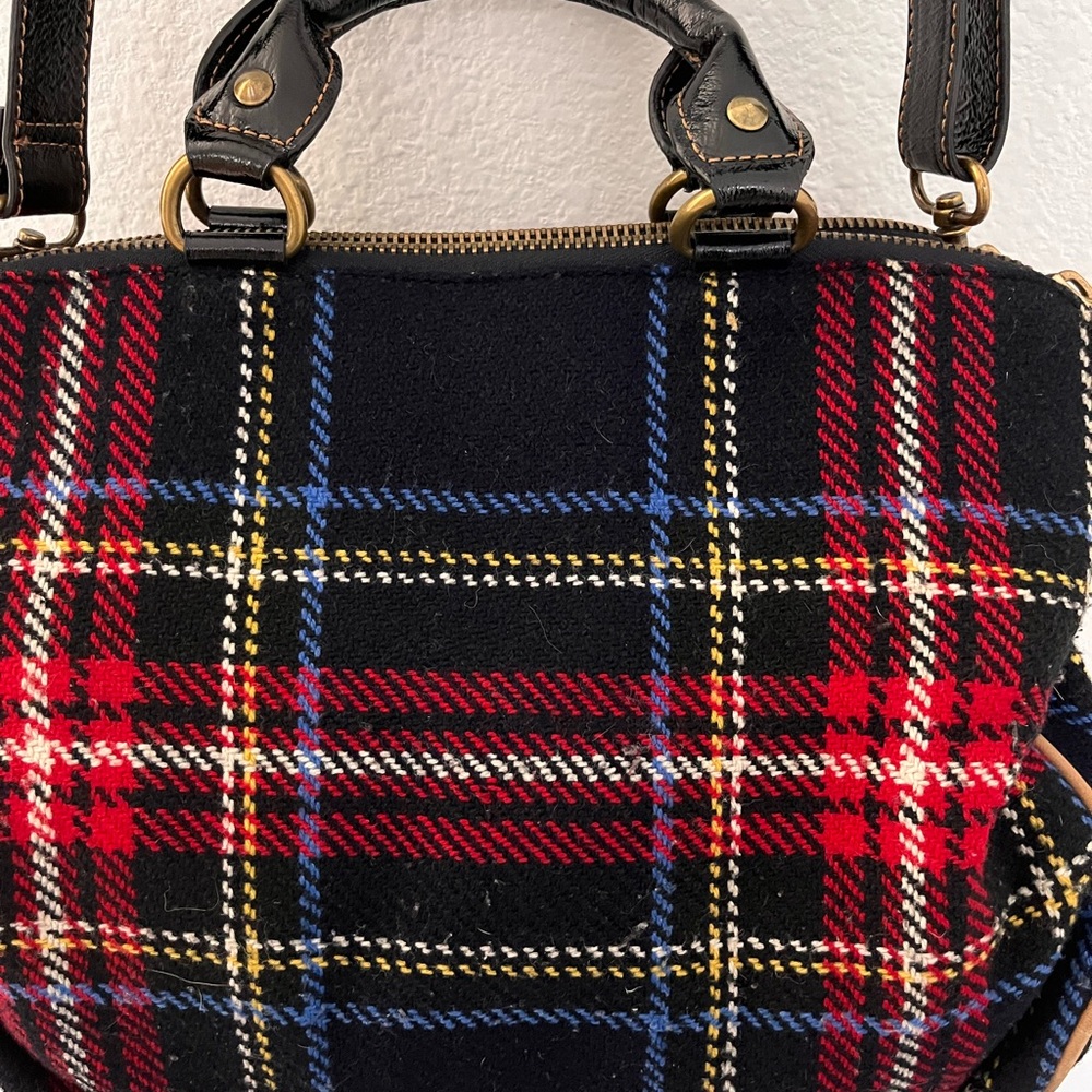 Betsey Johnson Red and Tan Plaid Crossbody Bag - Picture 4 of 11